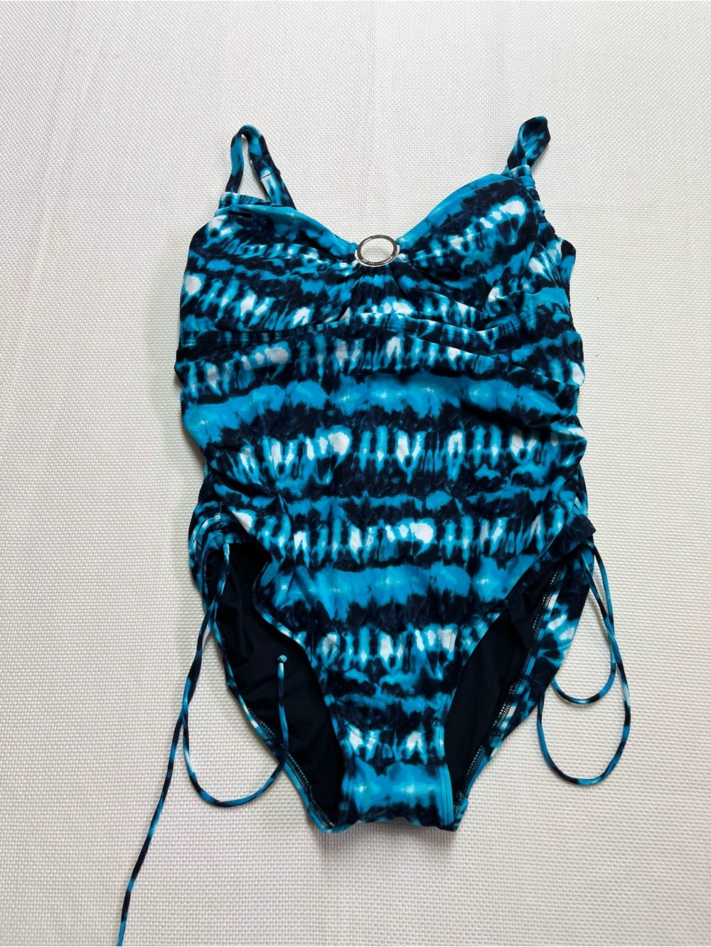 MICHAEL Michael Kors Blue Tie-Dye Girls' One-Piece Swimsuit with Ring Detail